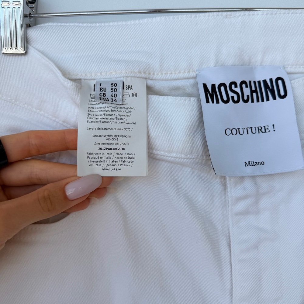 Moschino Men's White Slim Straight Jeans - Picture 4 of 7